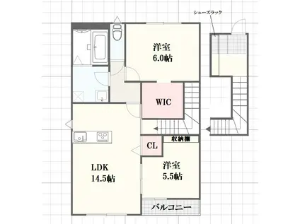 ノムコンチェルプラス三条(2LDK/2階)の間取り写真