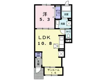 スマイル(1LDK/1階)の間取り写真