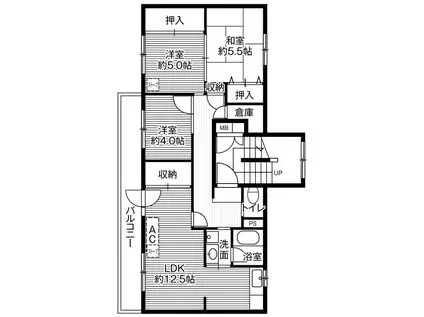 ビレッジハウス春光2号棟(3LDK/1階)の間取り写真