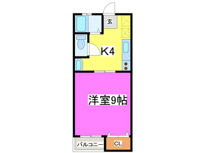 大津スカイハイツ(1K/2階)の間取り写真