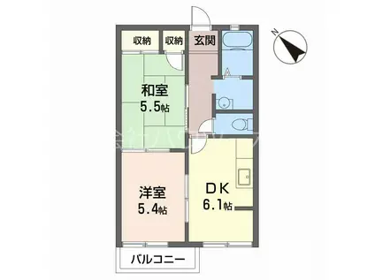 ハイツSQUARE(2DK/2階)の間取り写真
