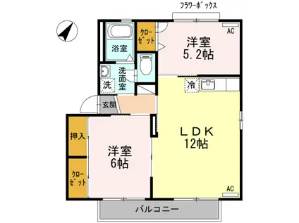 サントソラル(2LDK/1階)の間取り写真