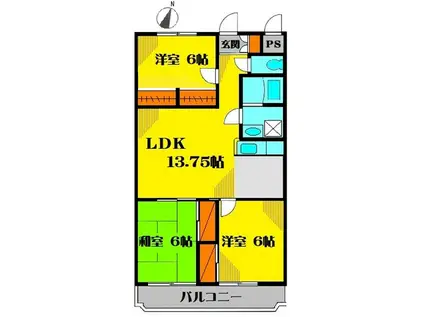 エクシアハイツ(3LDK/3階)の間取り写真