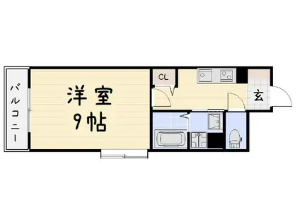 ヒルズ鍛冶町(1K/12階)の間取り写真