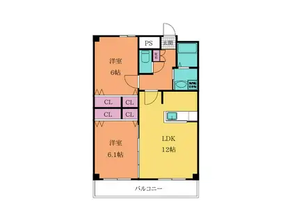 パークサイドハイツ(2LDK/3階)の間取り写真