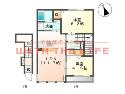 シャン・ドゥ・ポワロ(2LDK/2階)の間取り写真