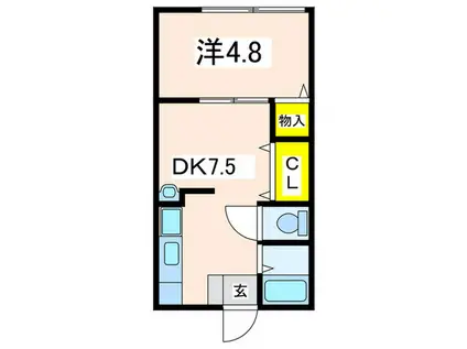 Sメゾン(1DK/2階)の間取り写真