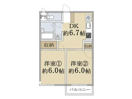 リビエール鶴見(2DK/5階)の間取り写真