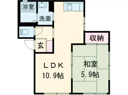 フレグランス大久保A棟(1LDK/1階)の間取り写真