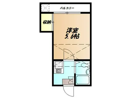 アンジュー(1K/2階)の間取り写真