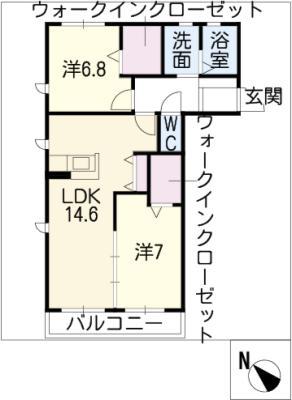 エポック泰山 C棟(2LDK/1階)の間取り写真