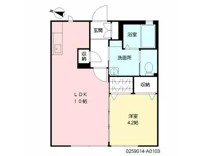 アベニュー大財(1LDK/1階)の間取り写真