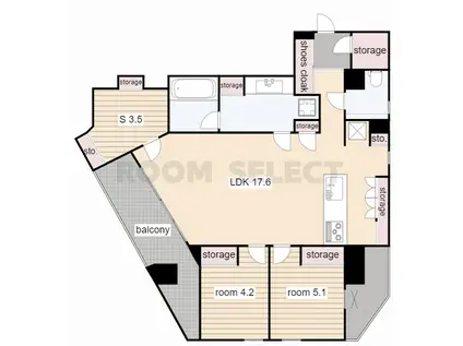 MOTHER(2SLDK/7階)の間取り写真