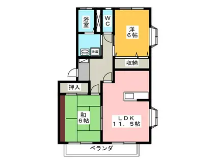 コーポヤマカワ(2LDK/1階)の間取り写真