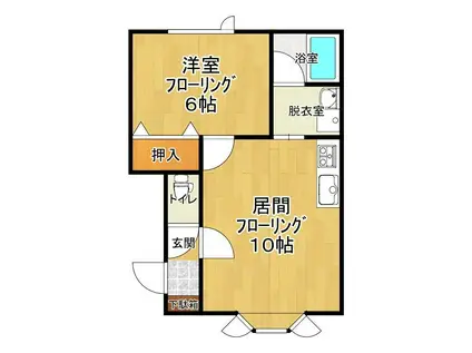 コーポアカシヤ(1DK/2階)の間取り写真