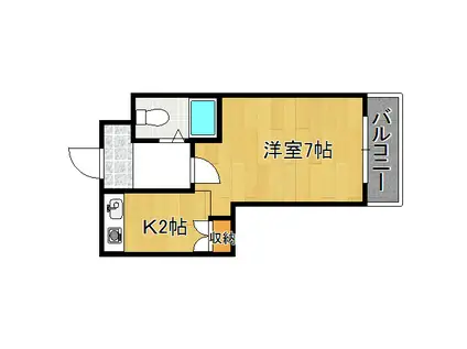 グロー平野(1K/7階)の間取り写真