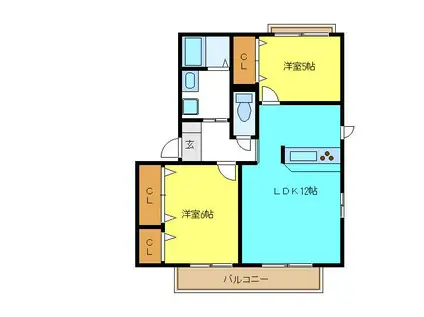 シャーメゾンキティーB(2LDK/2階)の間取り写真