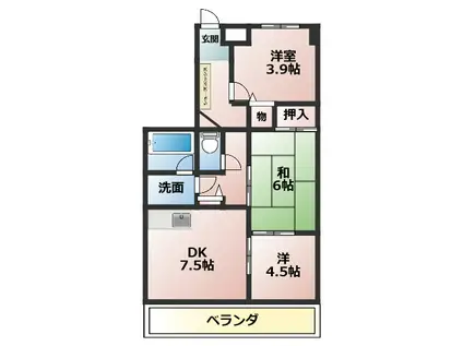 梓マンション(3DK/2階)の間取り写真