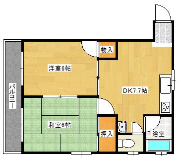 エイトビル横川新町(2DK/4階)の間取り写真