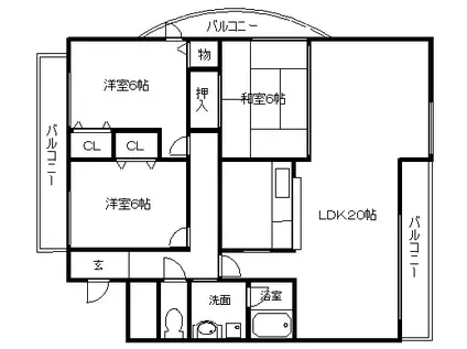 リバーサイド箕面(3LDK/3階)の間取り写真