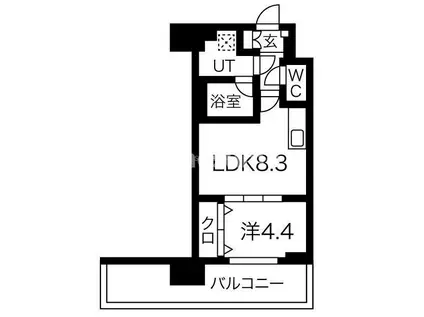 スプランディッド難波III(1LDK/11階)の間取り写真