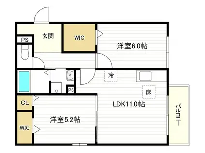 WISTERIA 三信(2LDK/2階)の間取り写真