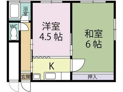 暁荘(2K/1階)の間取り写真