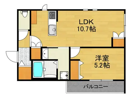 JOLIE MAISON(1LDK/1階)の間取り写真