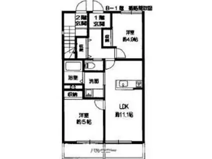 アニィ重留(2LDK/1階)の間取り写真