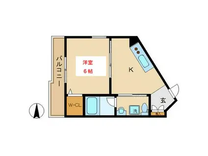 モント中馬込(1K/1階)の間取り写真