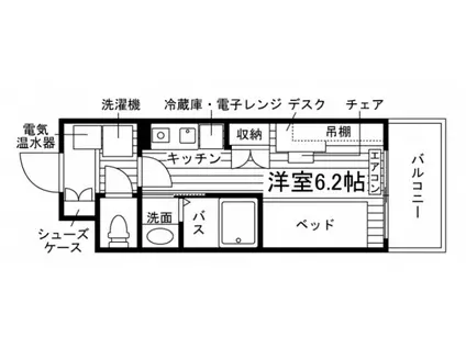 学生会館 UNI EMEAL 金沢工大前1(ワンルーム/4階)の間取り写真
