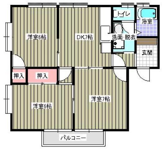 シャイン沖野上B(3DK/2階)の間取り写真