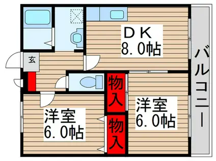 パナタウン白旗I(2DK/3階)の間取り写真