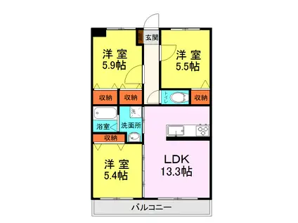 SUN ANGELS(3LDK/1階)の間取り写真