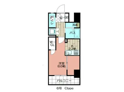 ERDE三萩野(1K/6階)の間取り写真