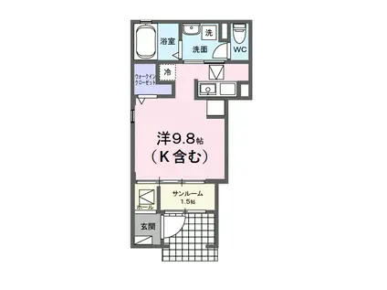 グラーヴェ御幸(ワンルーム/1階)の間取り写真