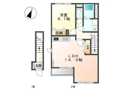 TIARA HOUSE(1LDK/2階)の間取り写真