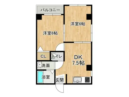 山よしハイツ(2DK/1階)の間取り写真