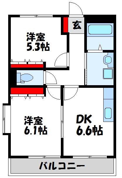 サンフィールド(2DK/1階)の間取り写真