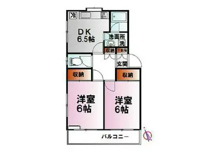 グリーンテラス湘南(2DK/1階)の間取り写真