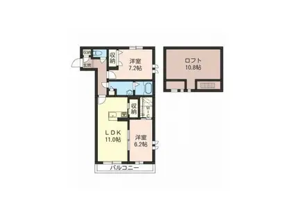 セントラルヒル港南B(2LDK/2階)の間取り写真