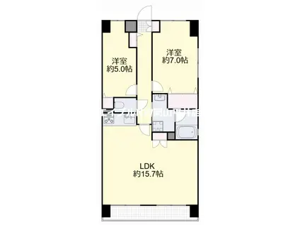 ル・サンク西市(2LDK/10階)の間取り写真