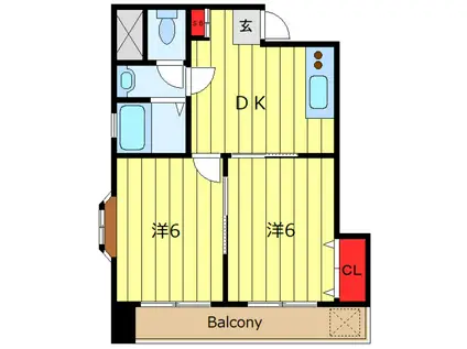 AIRY西日暮里(2DK/6階)の間取り写真