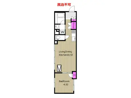 礼敷ゼロゼロ ASTILE幡ヶ谷 1LDK 2面採光 HD(1LDK/2階)の間取り写真