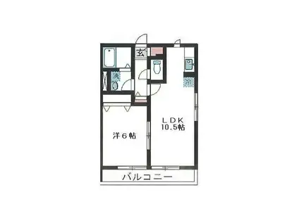 ヴェーエスコートC(1LDK/1階)の間取り写真