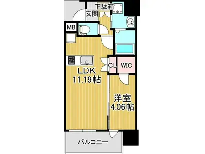 ウイルコート今福鶴見(1LDK/6階)の間取り写真