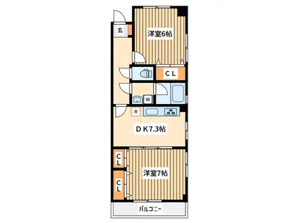 マンションアマギ(2DK/3階)の間取り写真