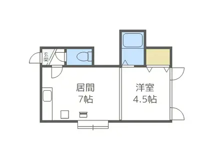 サンピア福住1-3(1DK/2階)の間取り写真