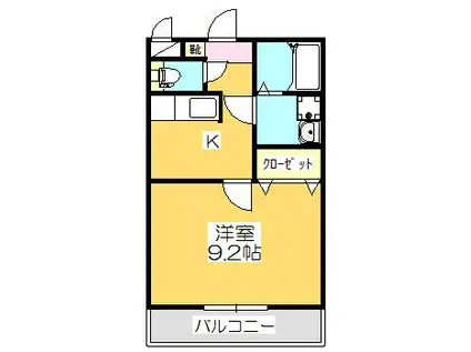 マリベール 山北(1K/2階)の間取り写真