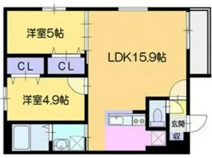 エルプラス中の島(2LDK/3階)の間取り写真